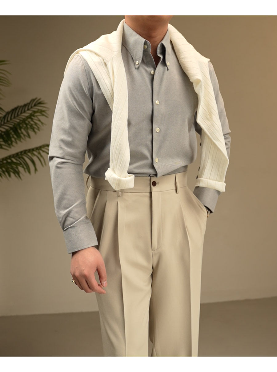 MONSEN Suitory Retro Oxford Non-Iron Wide Collar Shirt in Cotton product image