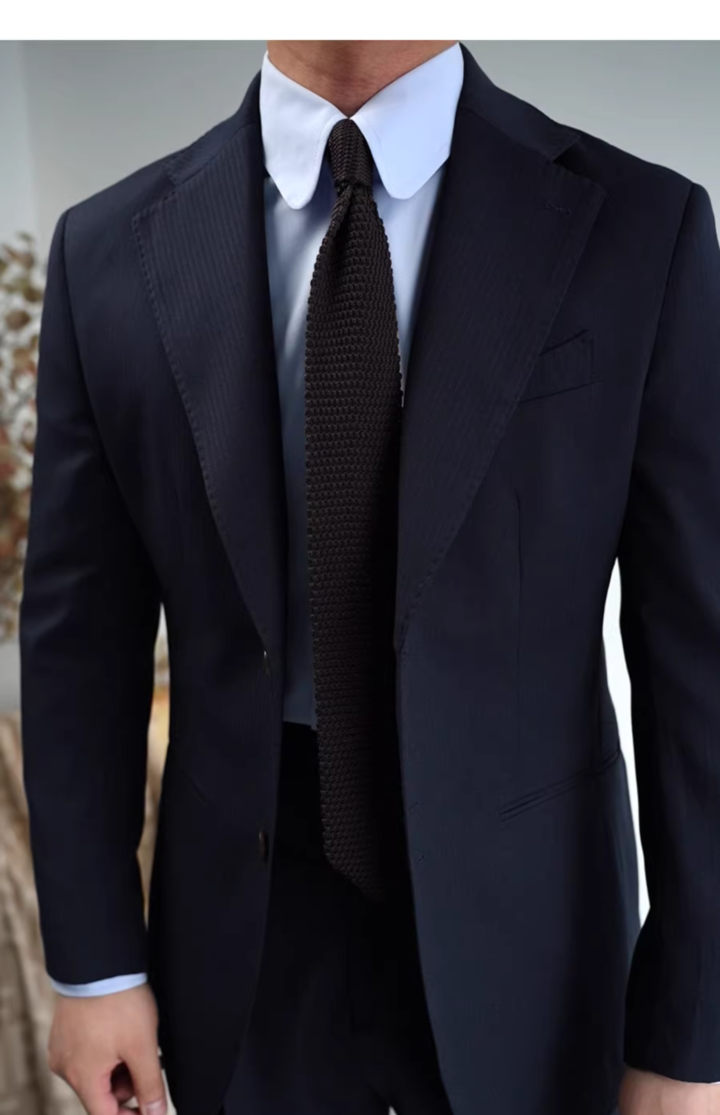 MONSEN Suitory Napoli Navy Dark-Stripe Suit in Wool product image