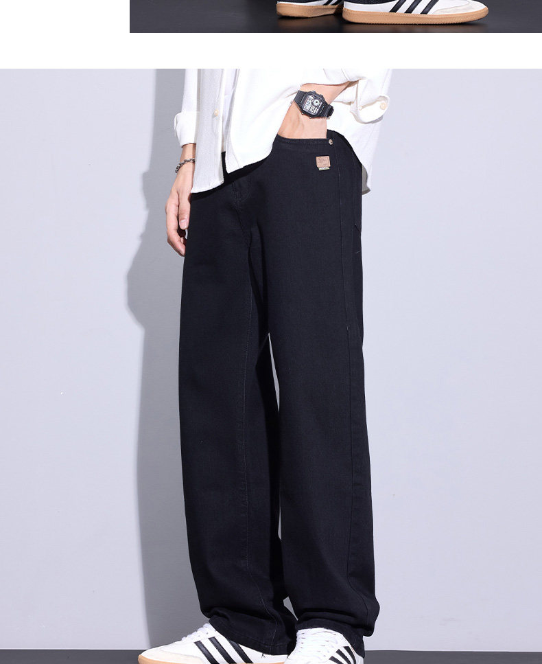 Fleece-Lined Washed Wide-Leg Jeans
