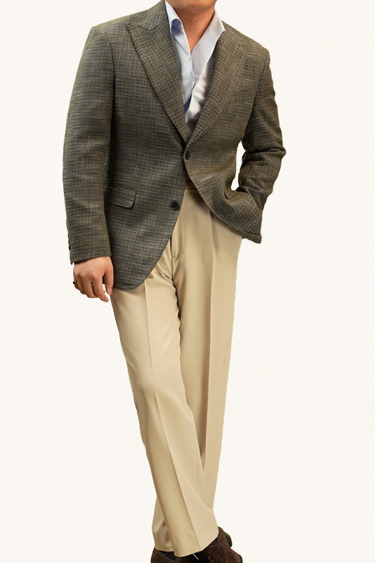 MONSEN Suitory Dark Green Plaid Coat Jacket in Wool product image
