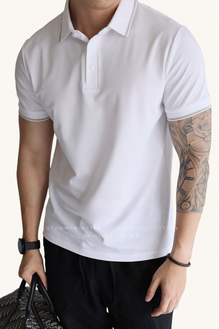 MONSEN Suitory Antibacterial Cooling Piqué Polo in Cotton front view