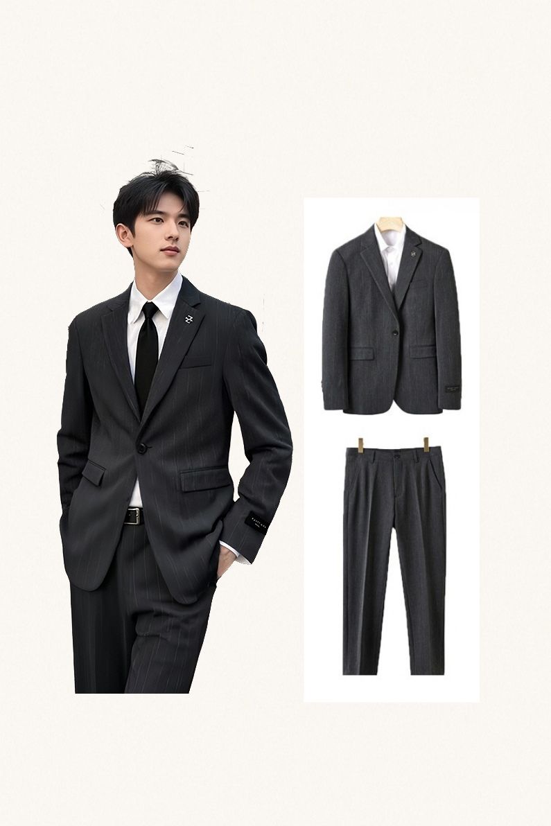 MONSEN Suitory Slim-Fit British Style Solid Suit in Performance Blend front view