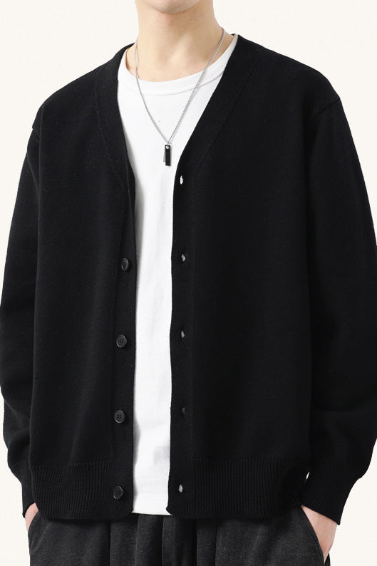 MONSEN Suitory Cotton-Rich V-Neck Knit Cardigan product image