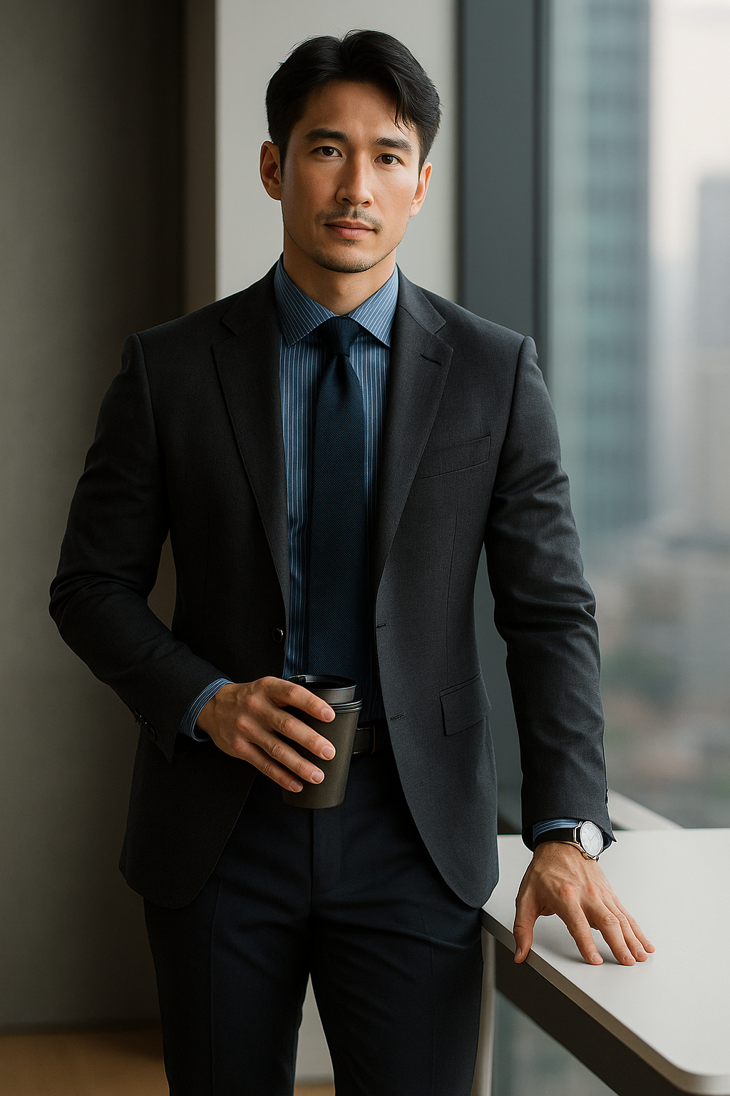 MONSEN Suitory Wrinkle-Free Striped Shirt in Performance Blend product image