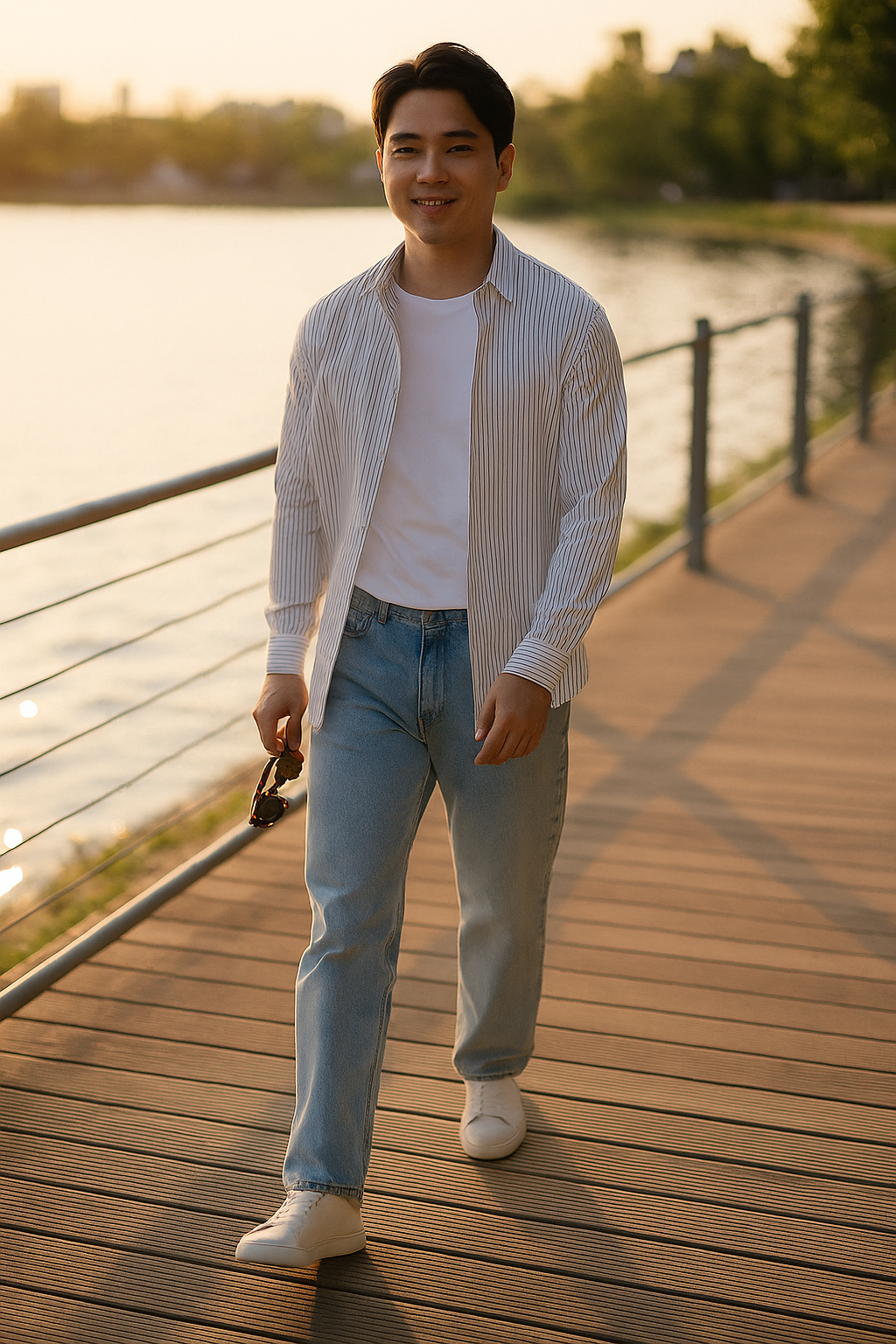 MONSEN Suitory Wrinkle-Free Striped Shirt in Performance Blend product image