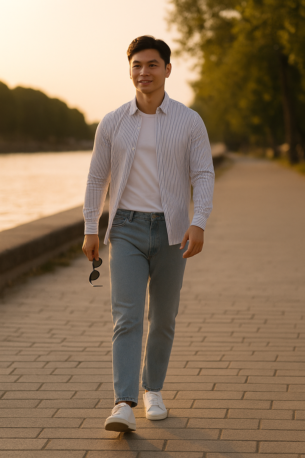 MONSEN Suitory Wrinkle-Free Striped Shirt in Performance Blend product image