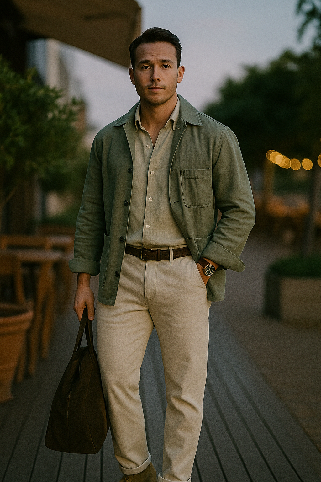 MONSEN Suitory 100% Linen One-Piece Collar Shirt product image