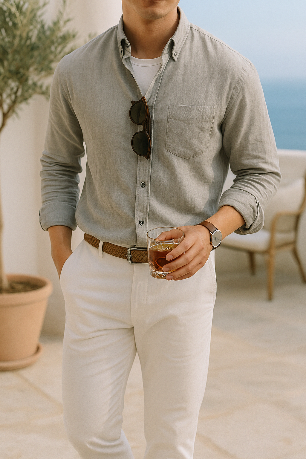 MONSEN Suitory Linen-Cotton Yarn-Dyed Shirt product image