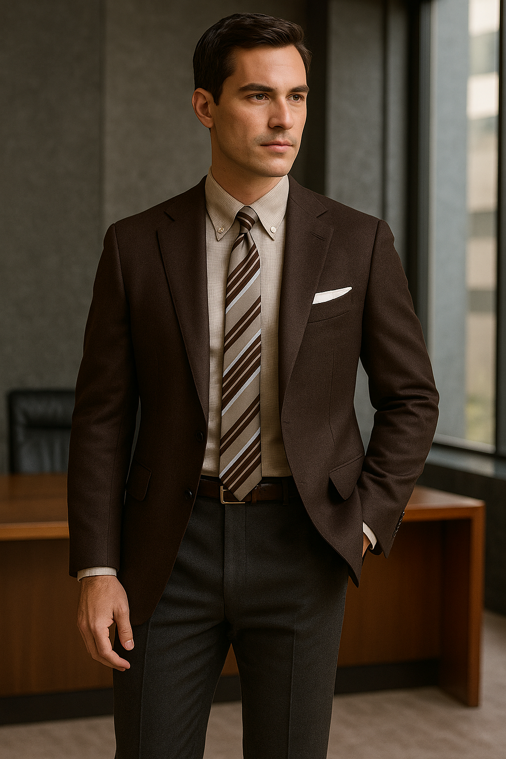 MONSEN Suitory Stretch Micro-Check Shirt in Performance Blend product image