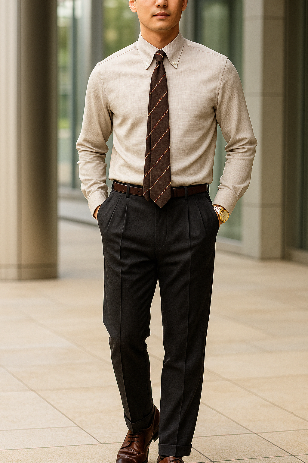 MONSEN Suitory Stretch Micro-Check Shirt in Performance Blend product image