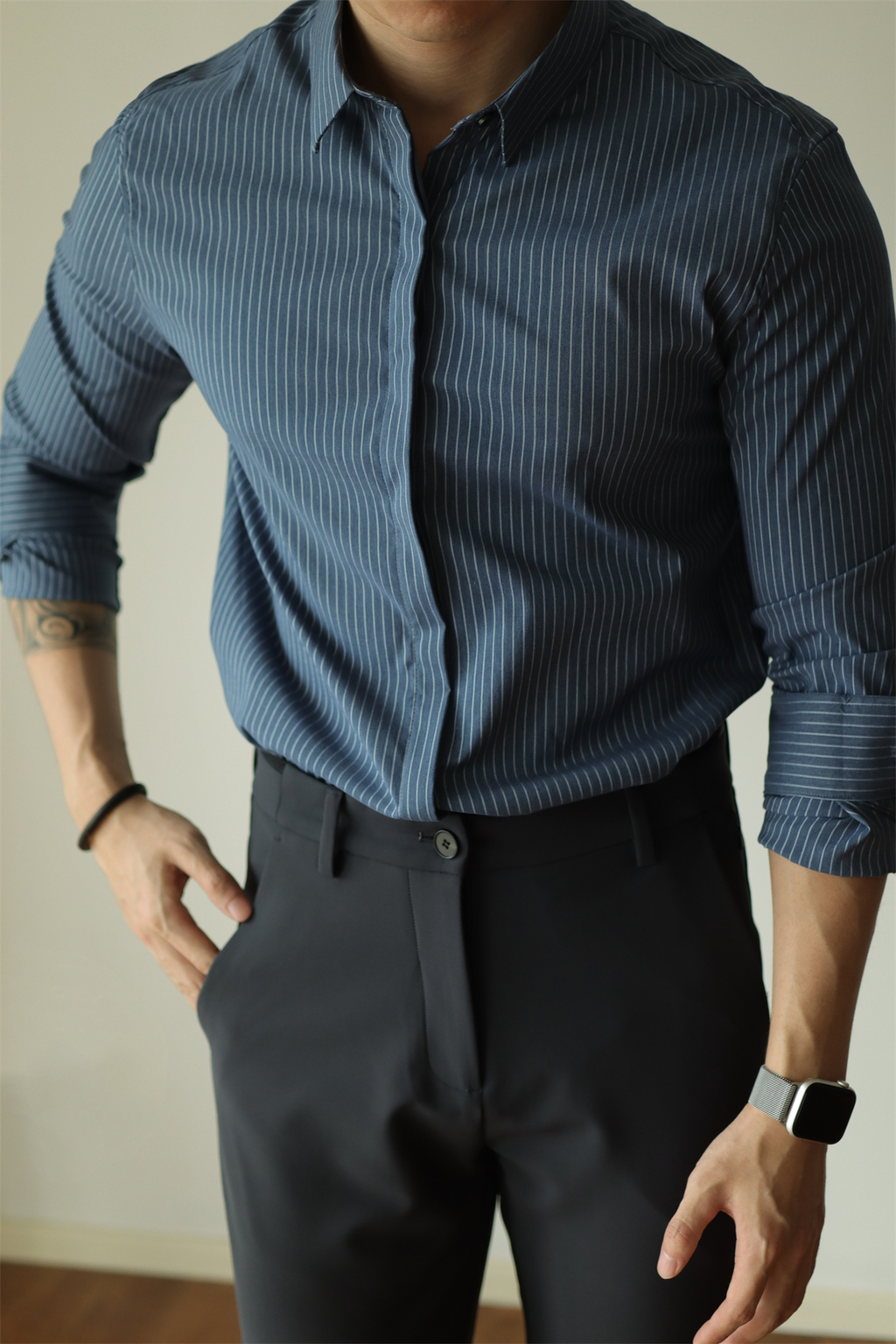 MONSEN Suitory Wrinkle-Free Striped Shirt in Performance Blend product image