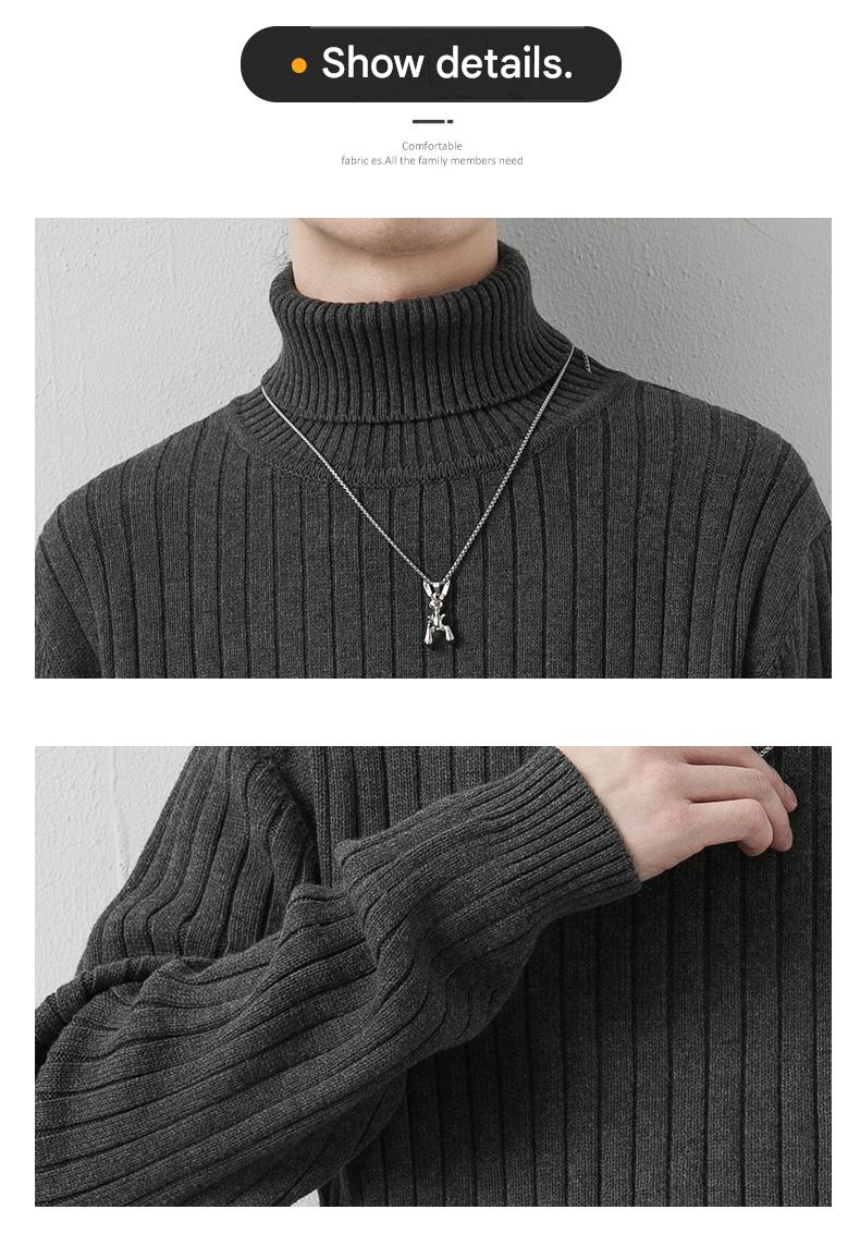 Cotton Turtleneck Stretch Sweater