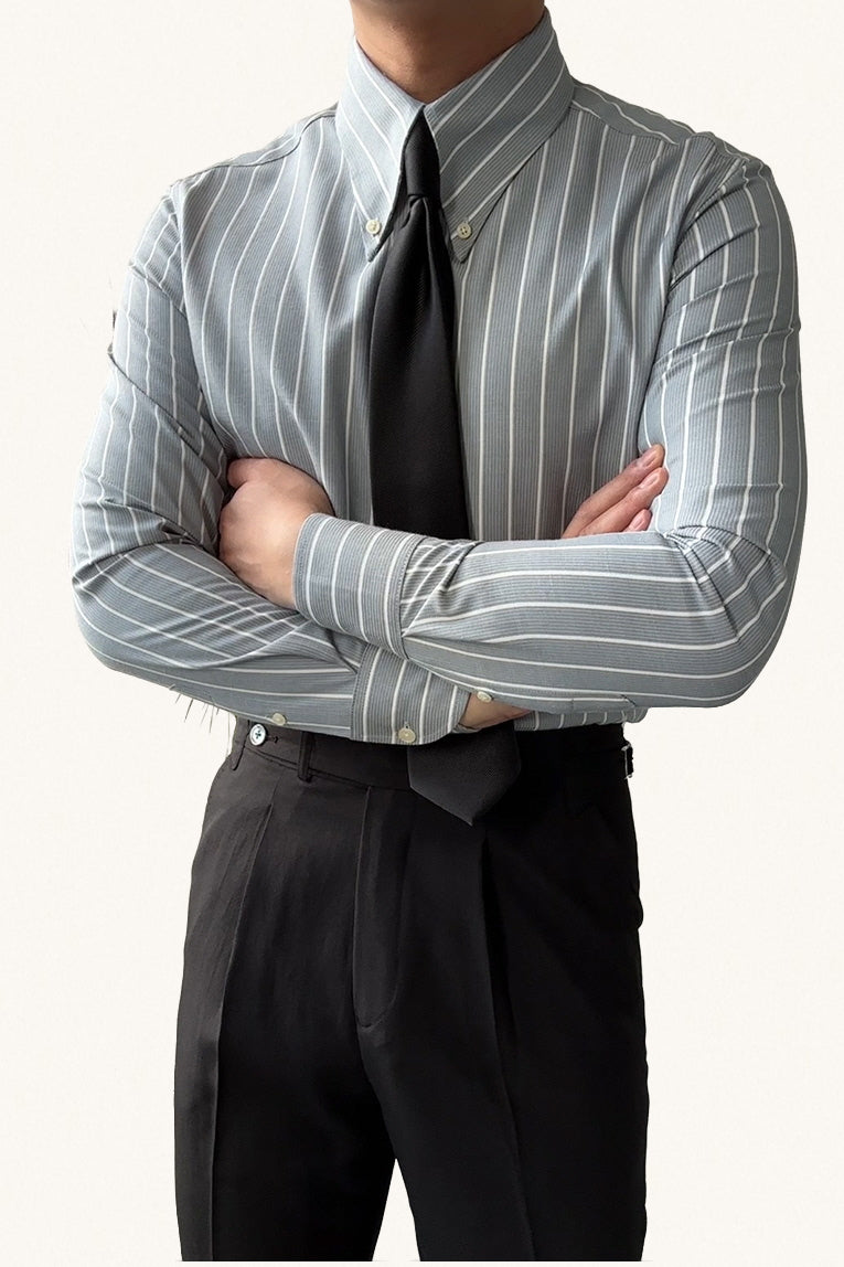 MONSEN Suitory Vintage Striped Dress Shirt in Cotton product image