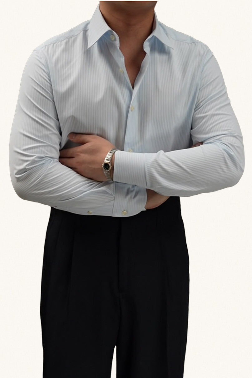 MONSEN Suitory Windsor-Collar Stripe Shirt in Cotton product image