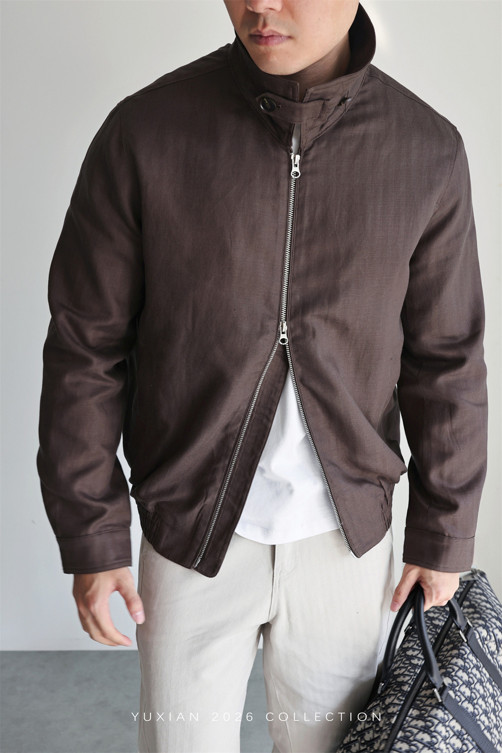 MONSEN Suitory Herringbone Tencel-Linen Lapel Jacket product image