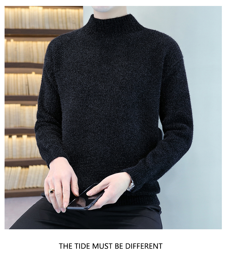 Mock-Neck Fleece Chenille Sweater