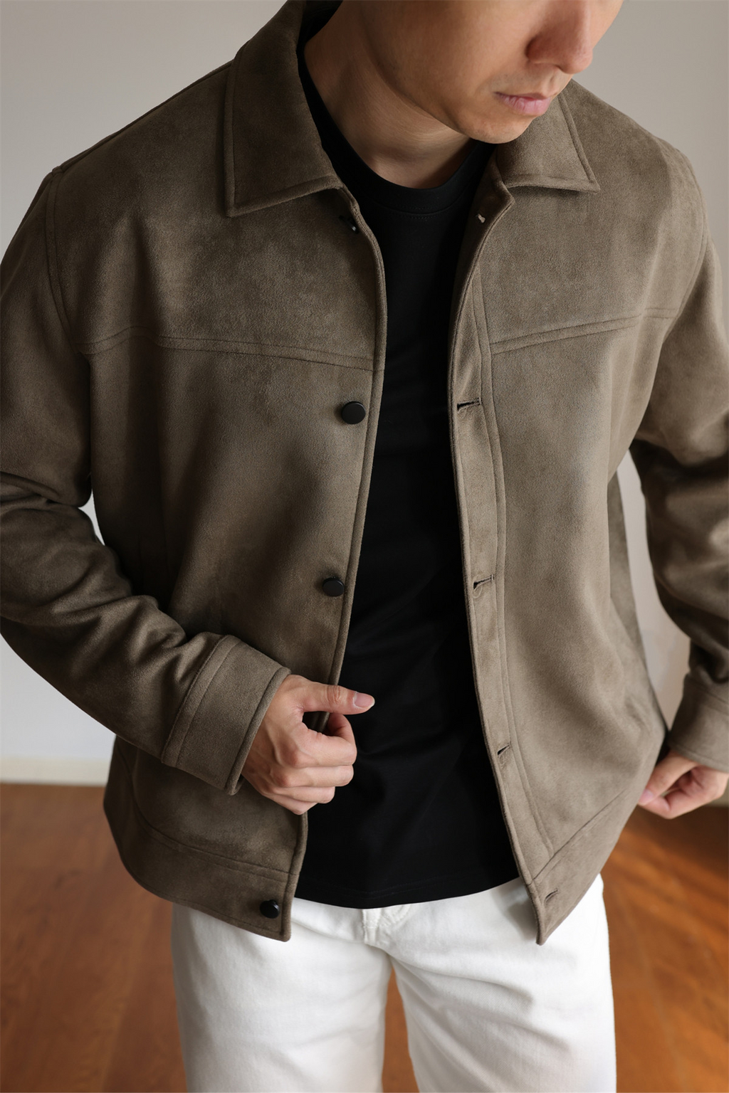 MONSEN Suitory Double-Brushed Faux Suede Lapel Jacket product image
