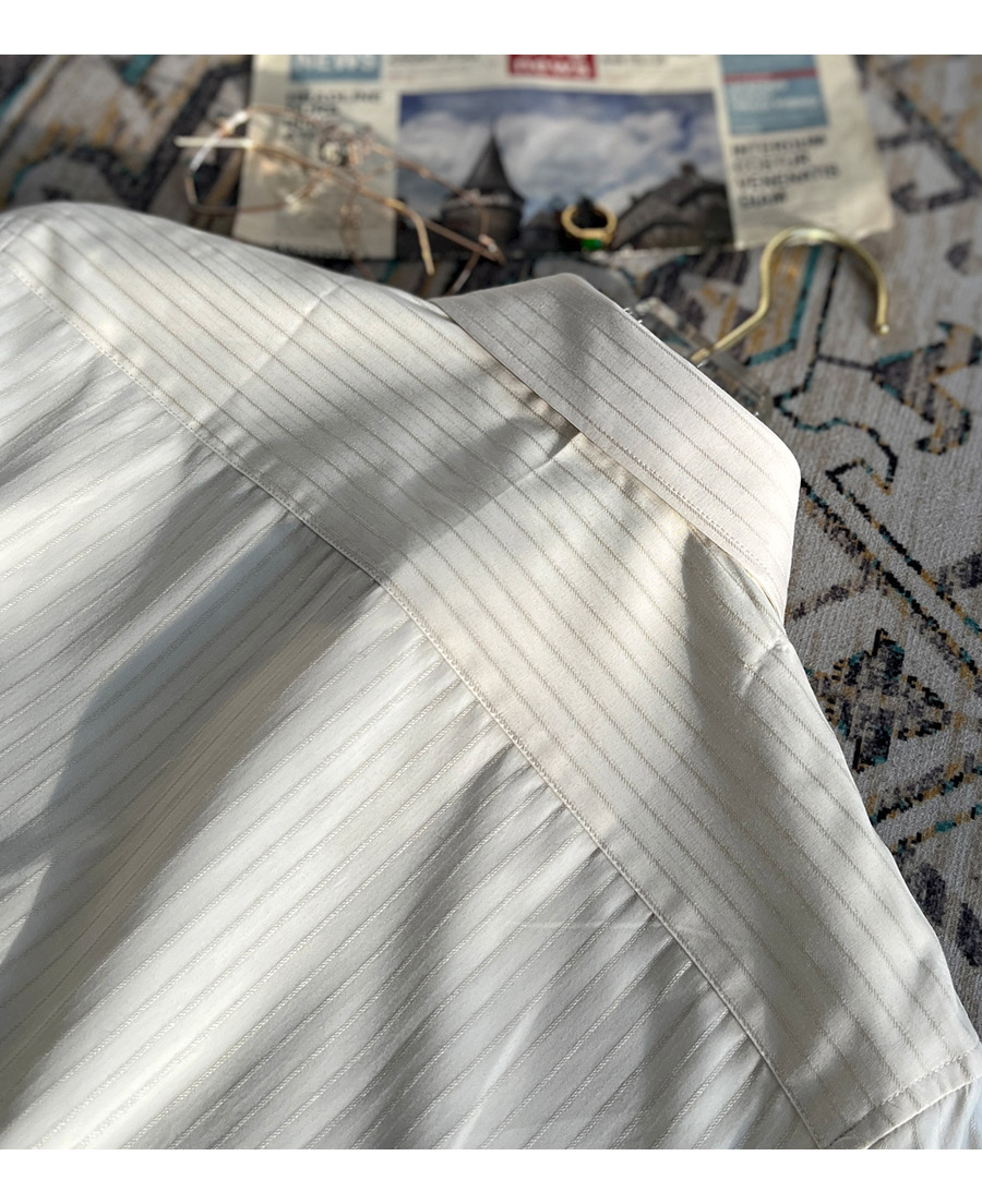 MONSEN Suitory Long-Point Collar Striped Shirt in Cotton product image
