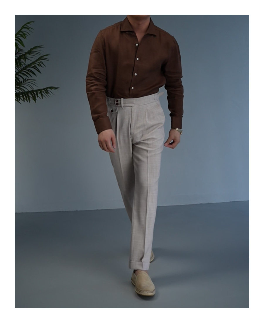 100% Linen Small V-Neck Shirt