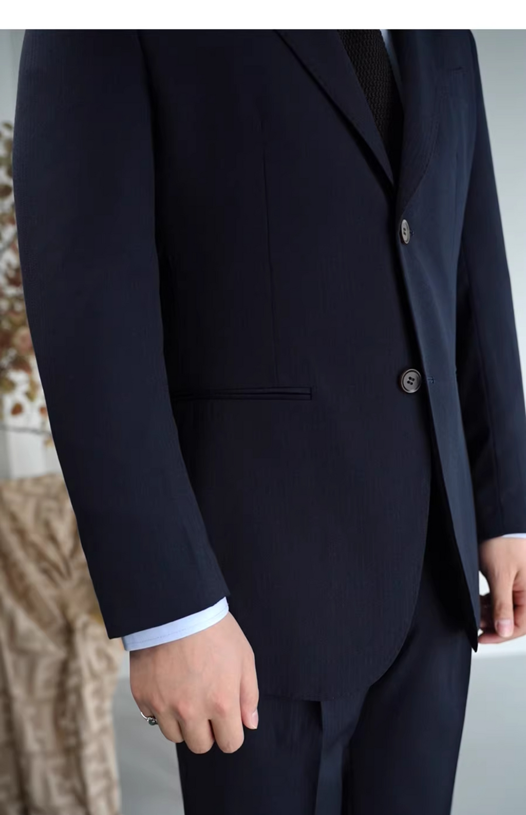 MONSEN Suitory Napoli Navy Dark-Stripe Suit in Wool product image