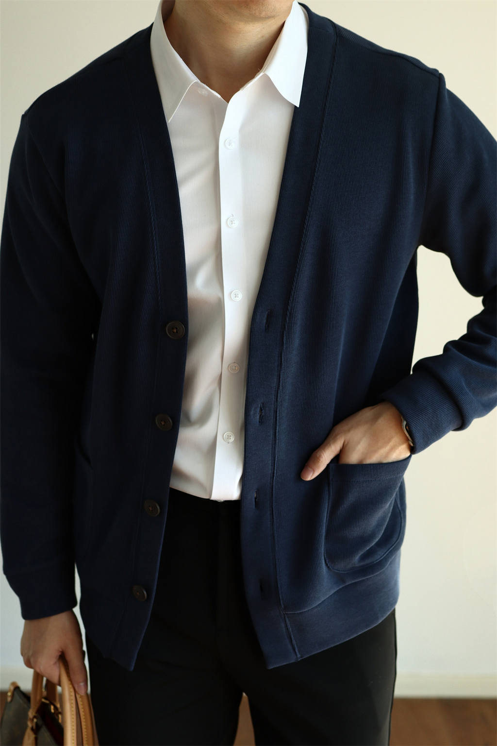 Air-Layer Cotton Knit Cardigan