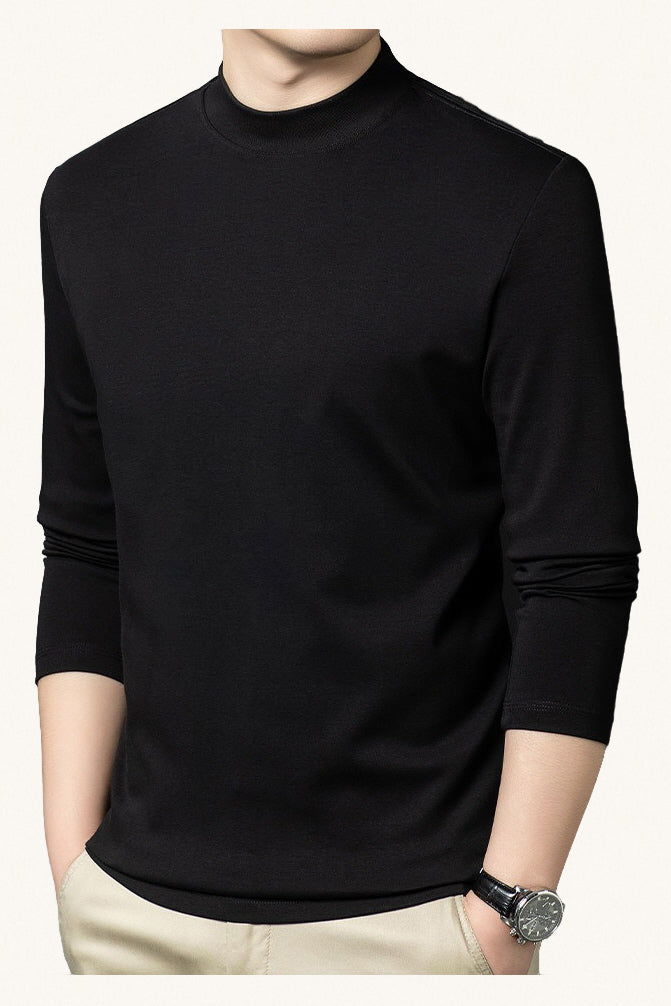 MONSEN Suitory Mid-Neck Long Sleeve T-Shirt in Cotton product image