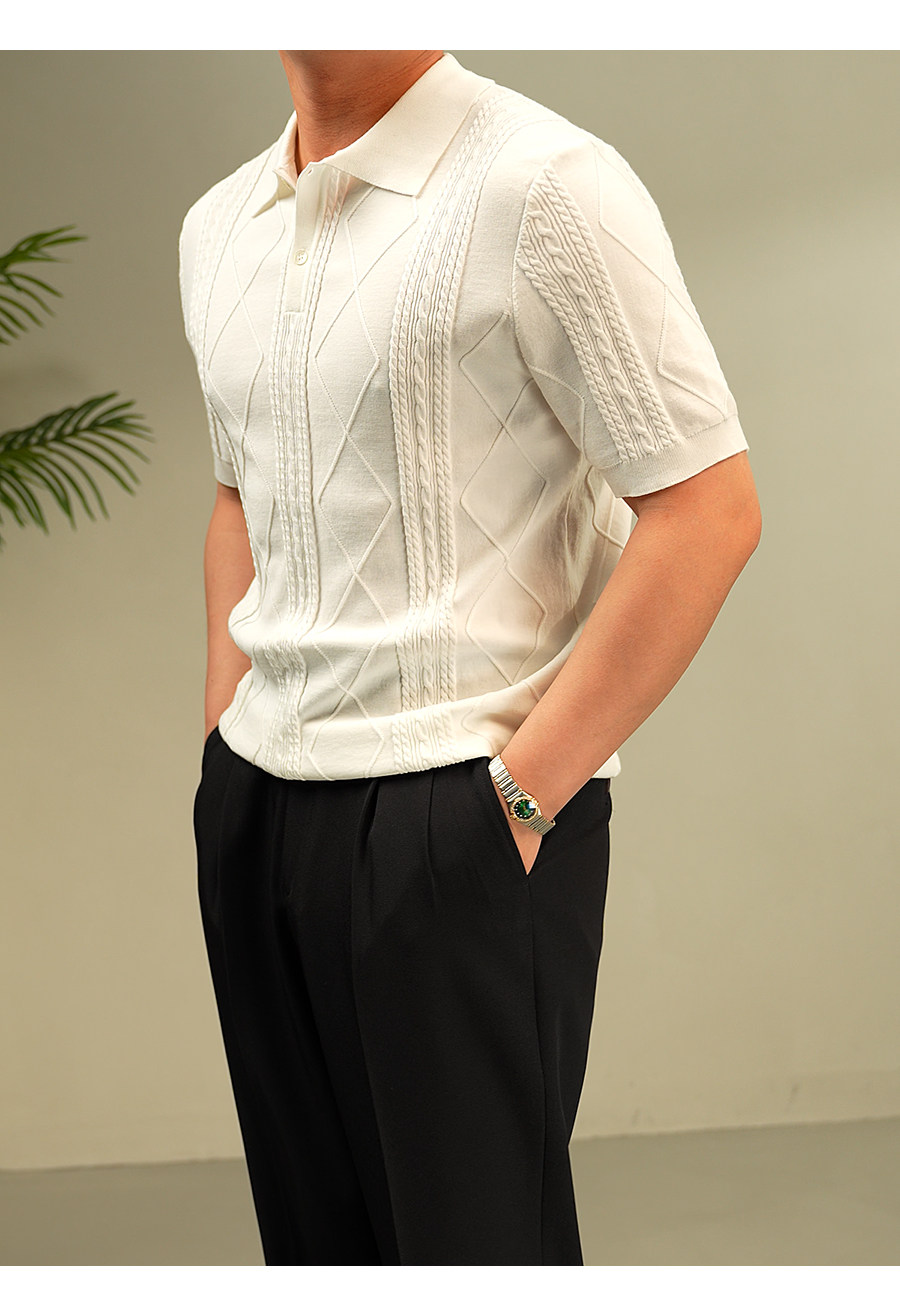 Summer Jacquard Knit Polo