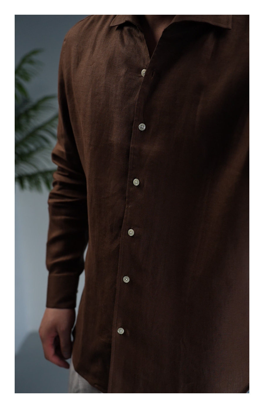 100% Linen Small V-Neck Shirt
