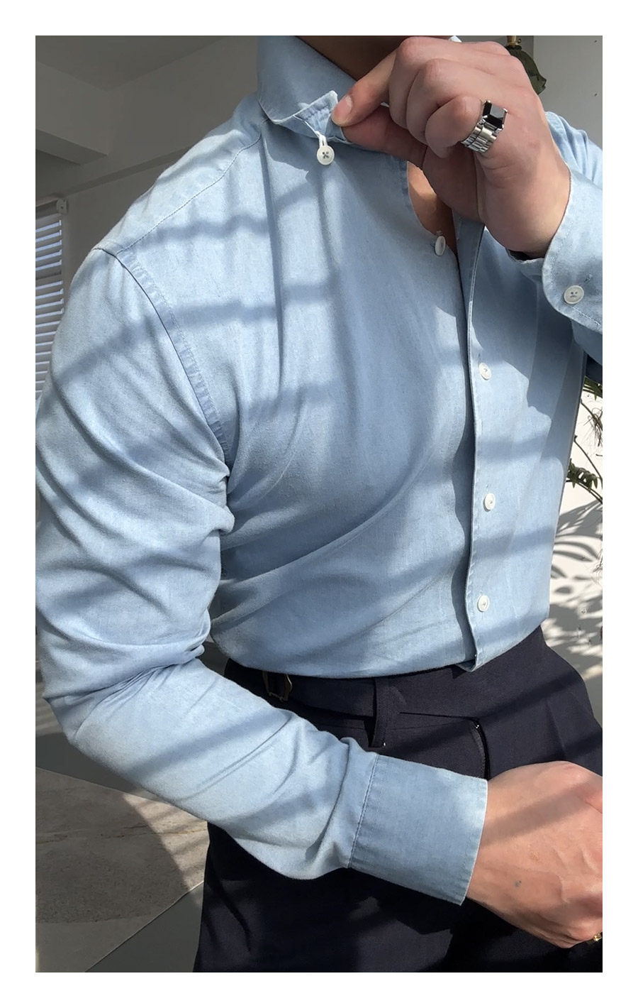 One-Piece Collar Denim Shirt
