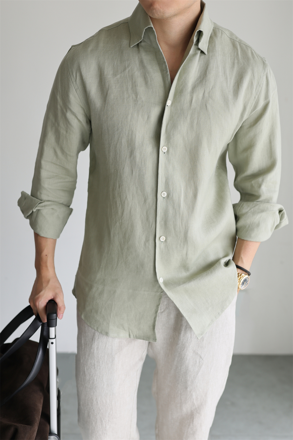 100% Linen One-Piece Collar Shirt