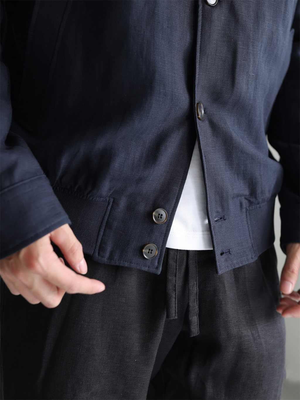 MONSEN Suitory Tencel-Linen Lightweight Sheen Lapel Jacket product image