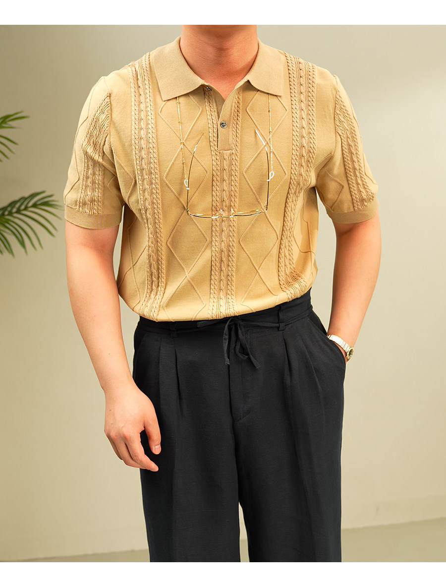 Summer Jacquard Knit Polo