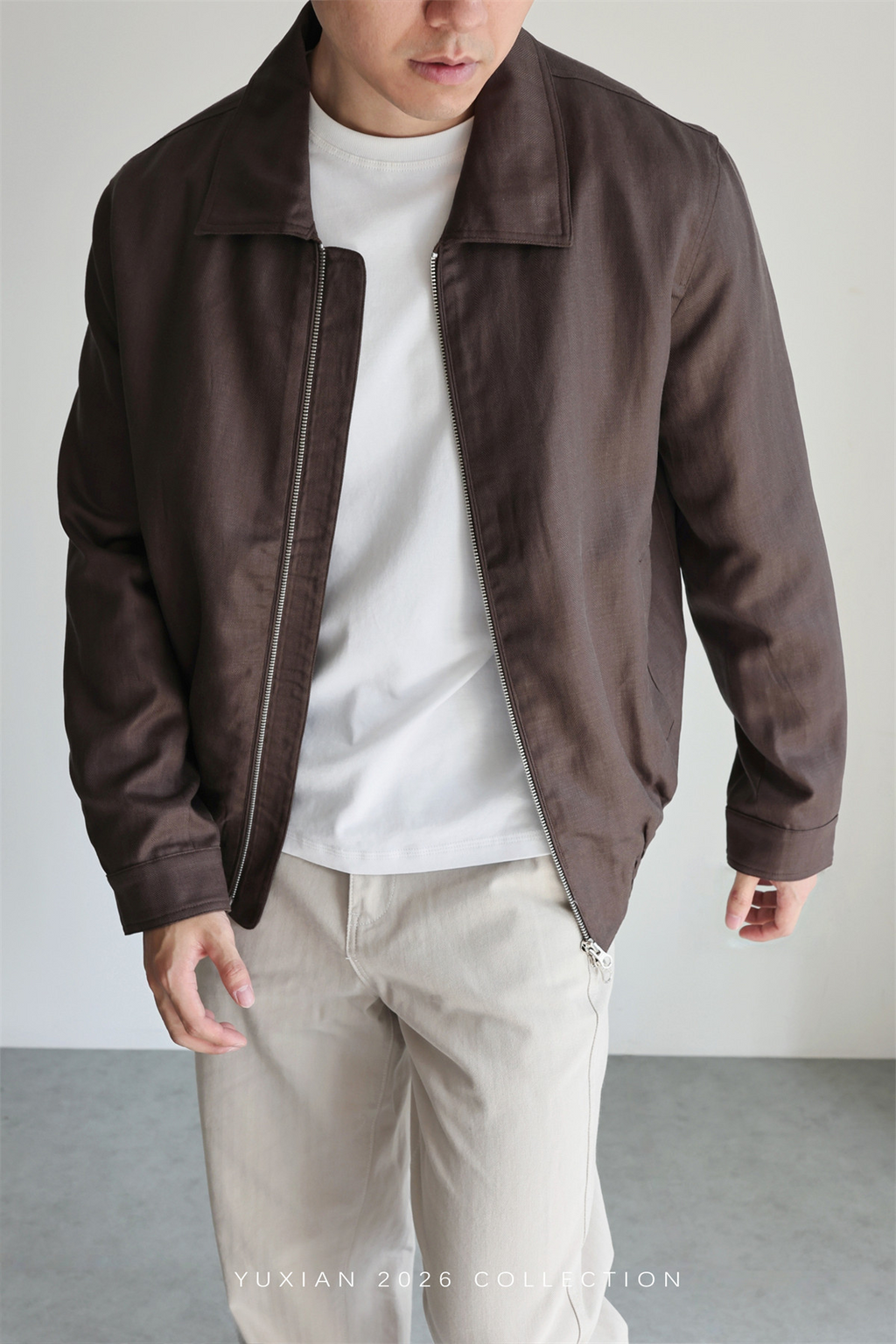 MONSEN Suitory Herringbone Tencel-Linen Lapel Jacket product image
