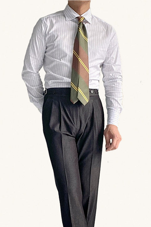 MONSEN Suitory Windsor Collar Striped Shirt in Cotton product image