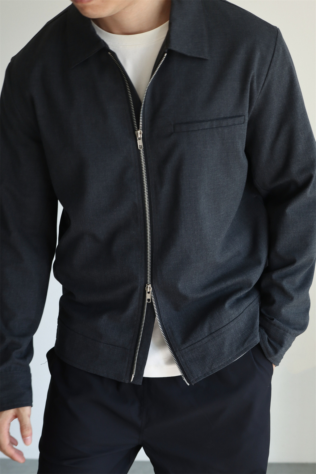 MONSEN Suitory Drapey Plain-Weave Lapel Jacket in Performance Blend product image