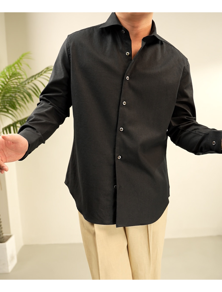 MONSEN Suitory Cotton-Linen Windsor Collar Shirt product image