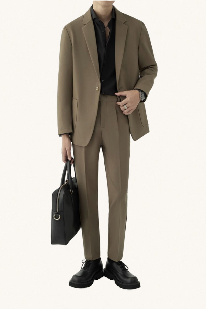 MONSEN Suitory Relaxed-Drape Casual Suit/Blazer front view