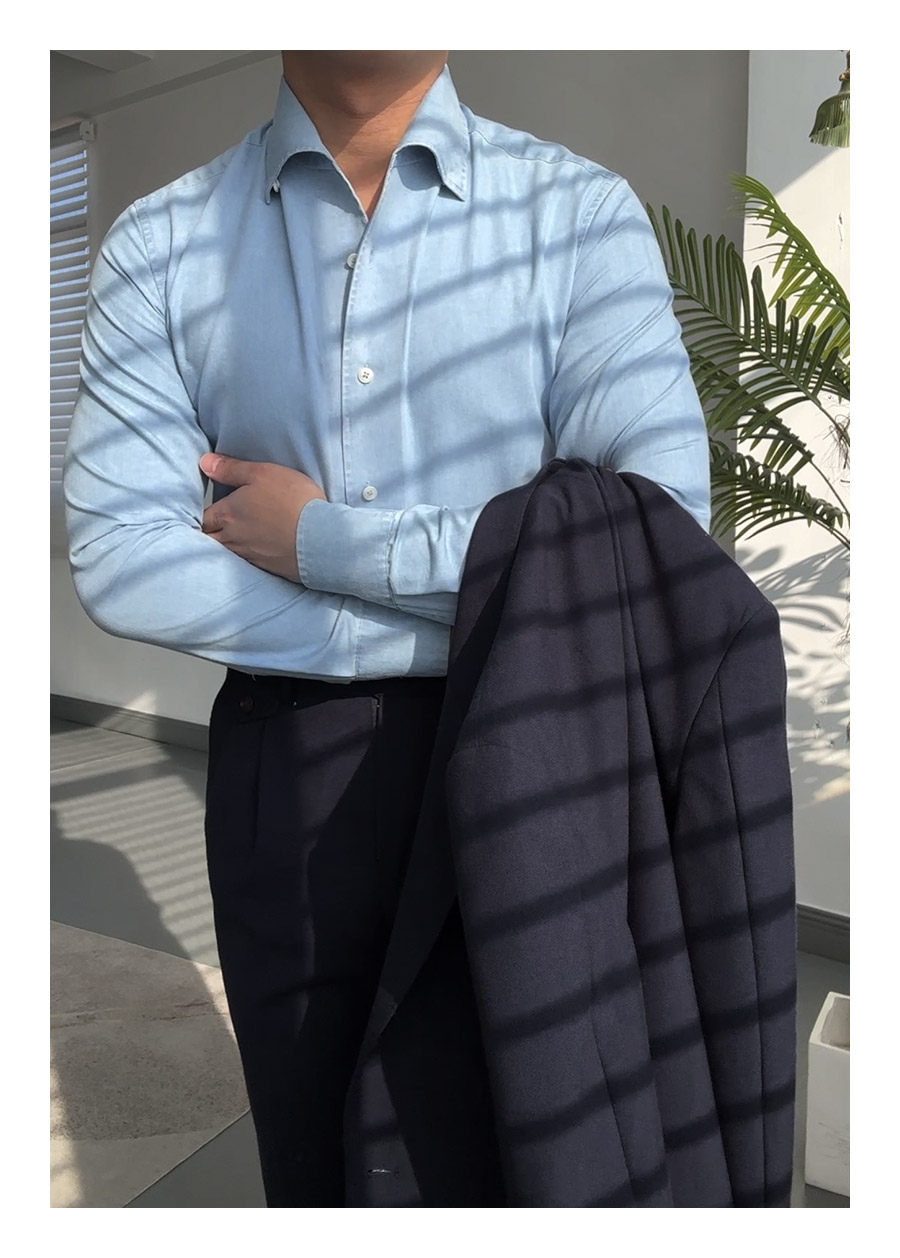 One-Piece Collar Denim Shirt