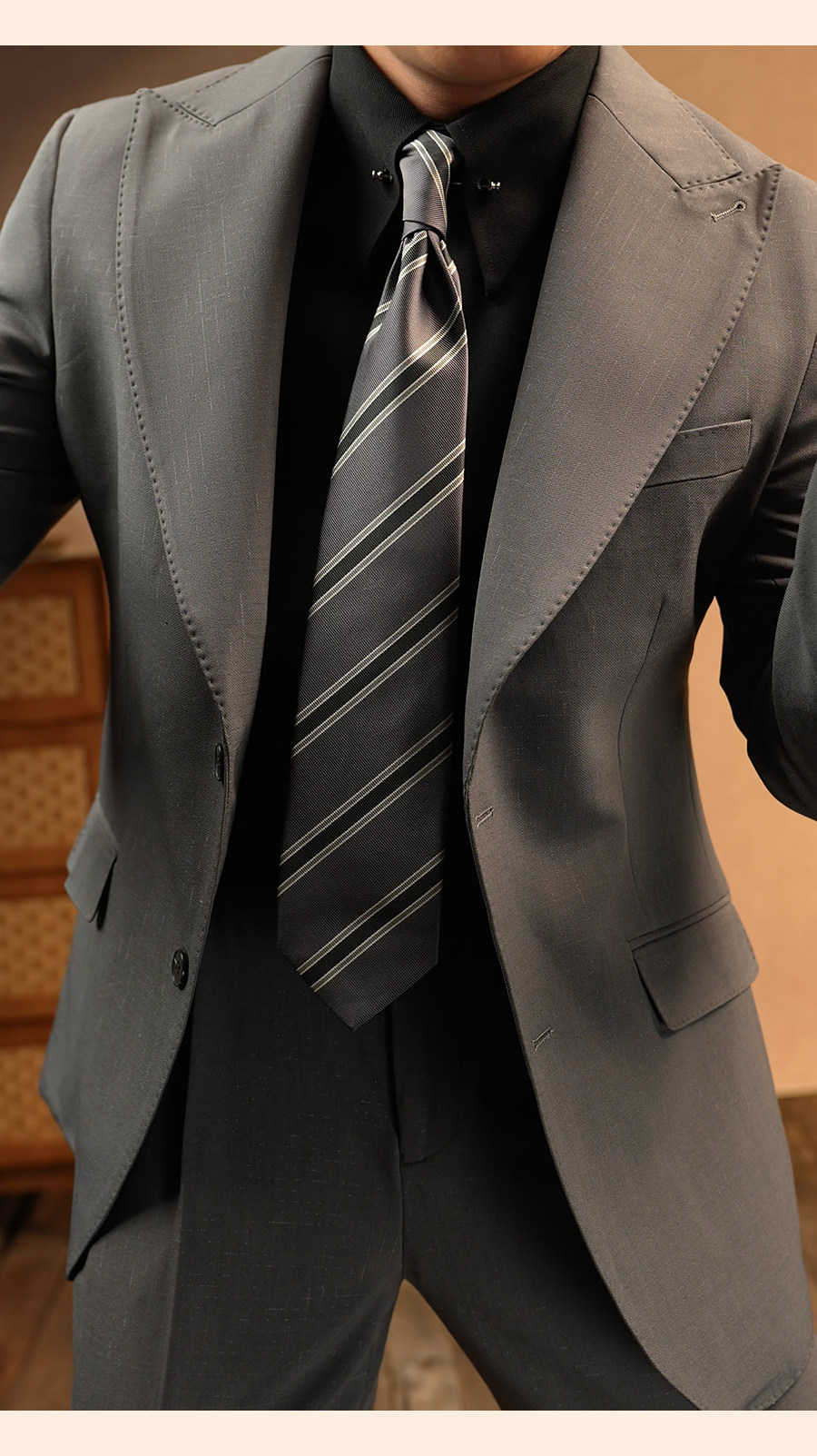 MONSEN Suitory Peak Lapel Formal Business Suit in Performance Blend product image