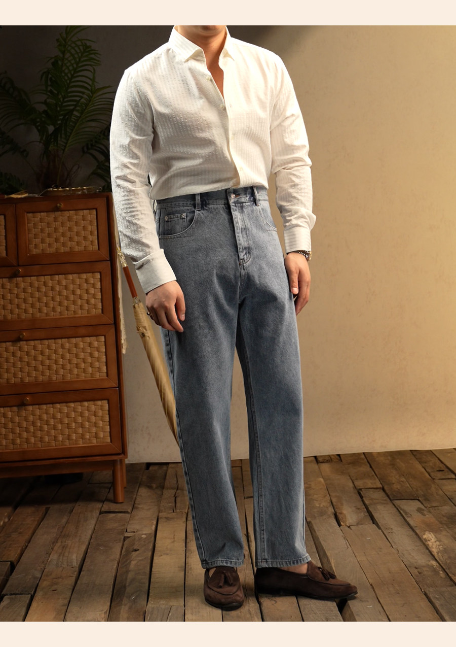 Seersucker One-Piece Collar Shirt