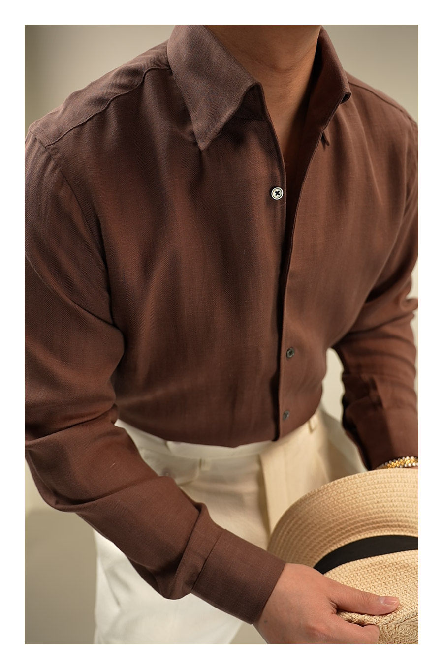 One-Piece Collar Linen Shirt