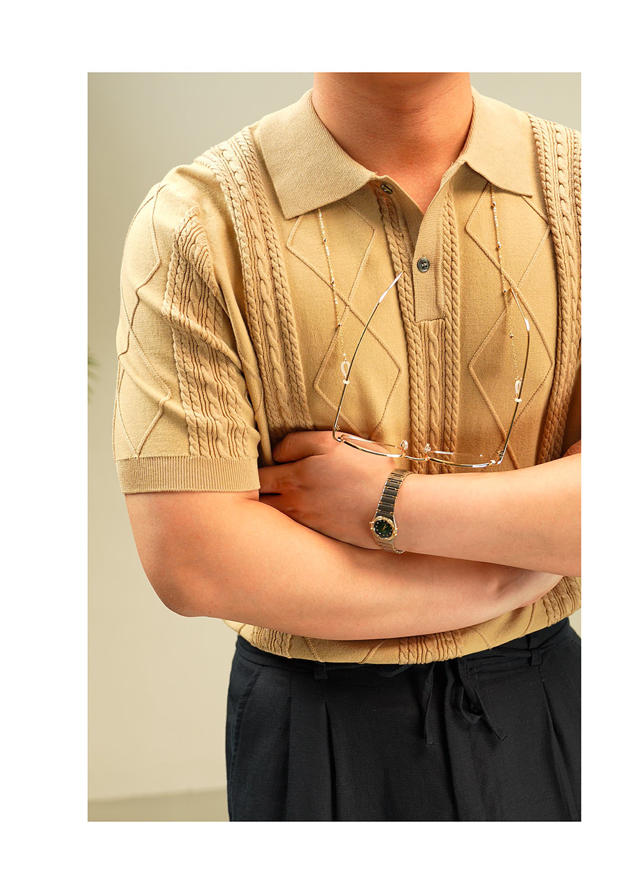 Summer Jacquard Knit Polo