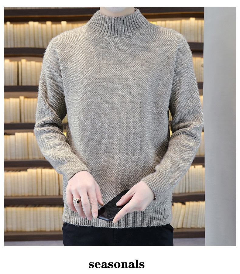 Mock-Neck Fleece Chenille Sweater