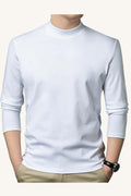 MONSEN Suitory Mid-Neck Long Sleeve T-Shirt in Cotton front view