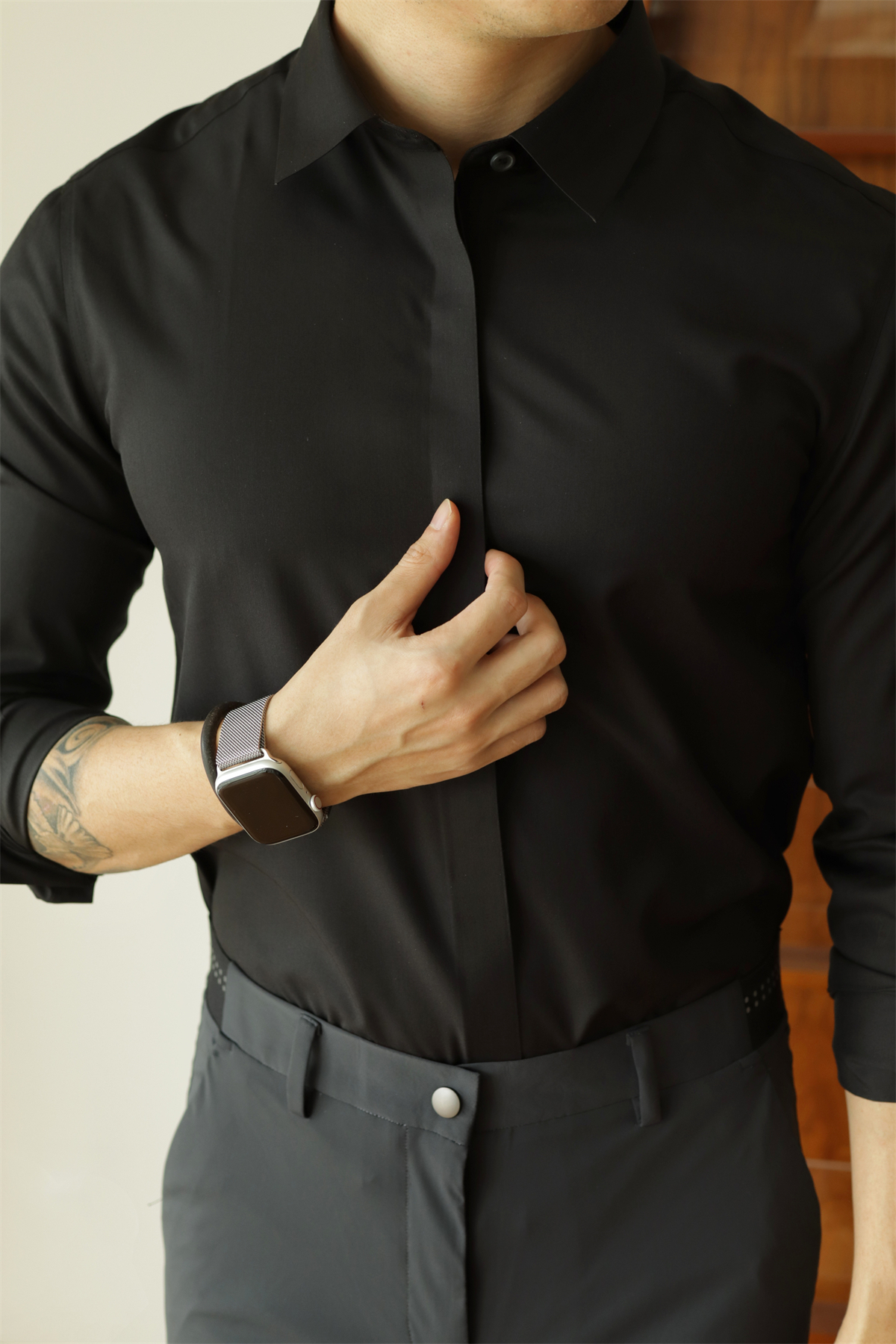 No-Iron Hidden-Placket Shirt