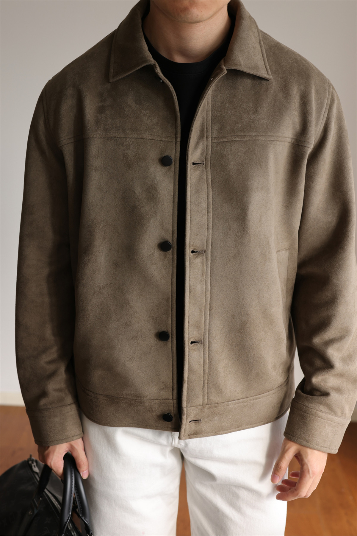 MONSEN Suitory Double-Brushed Faux Suede Lapel Jacket product image