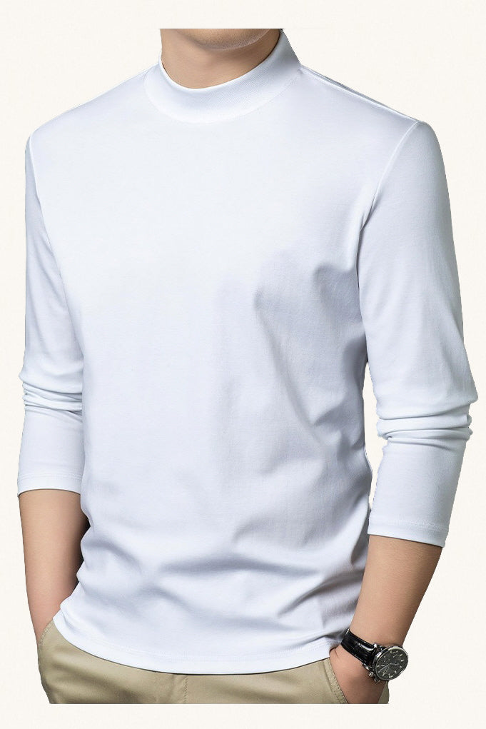 MONSEN Suitory Mid-Neck Long Sleeve T-Shirt in Cotton product image