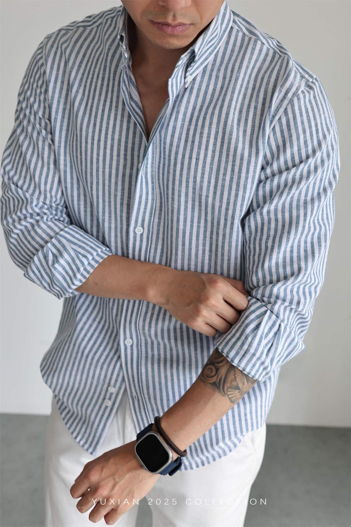 Linen-Cotton Stripe Shirt