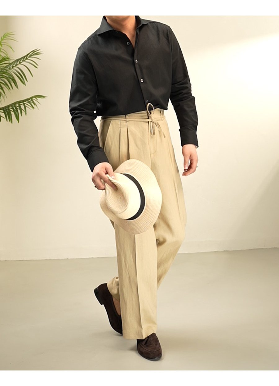 MONSEN Suitory Cotton-Linen Windsor Collar Shirt product image
