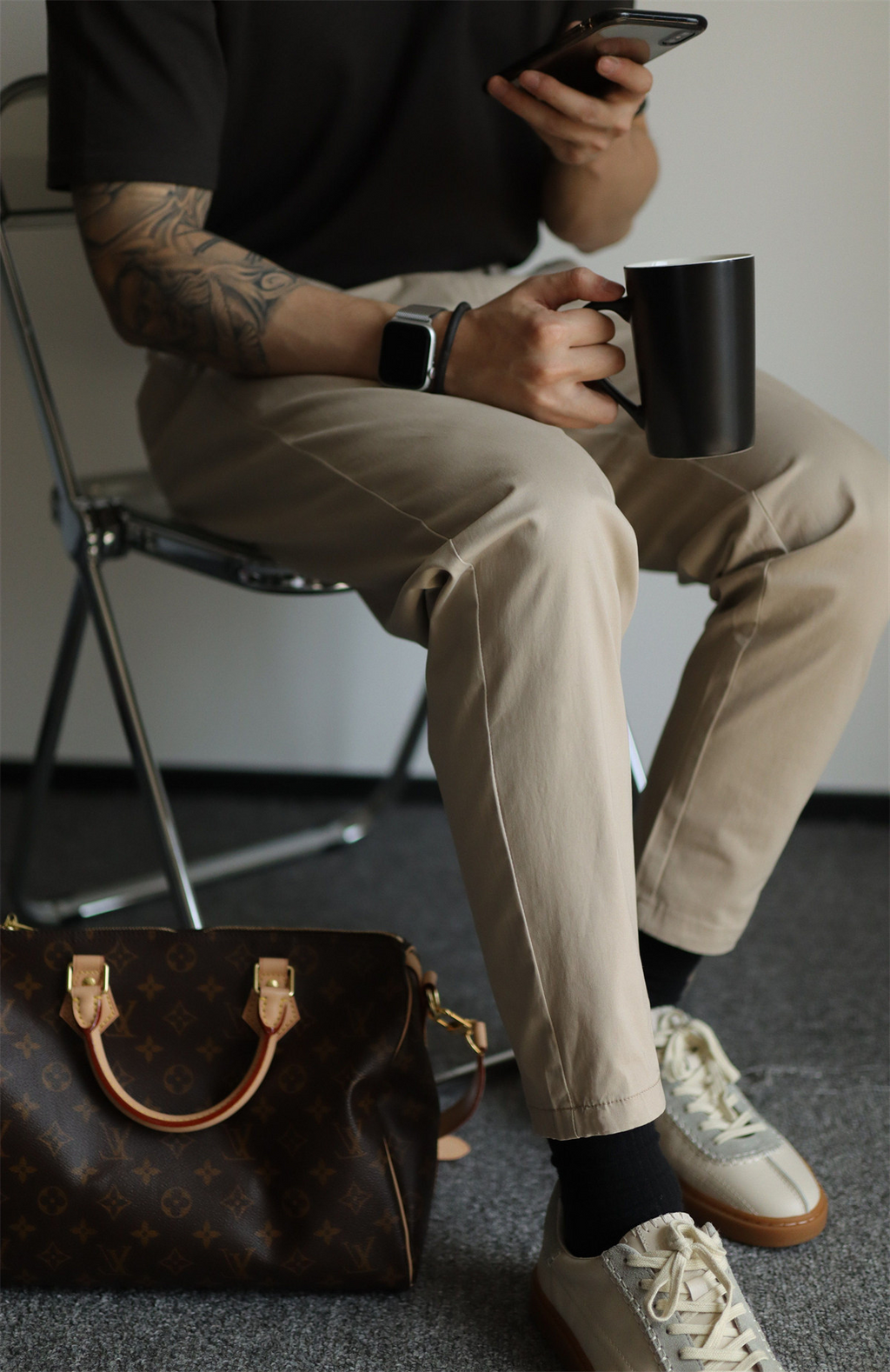 Pure Cotton Semi-Tapered Cropped Trousers